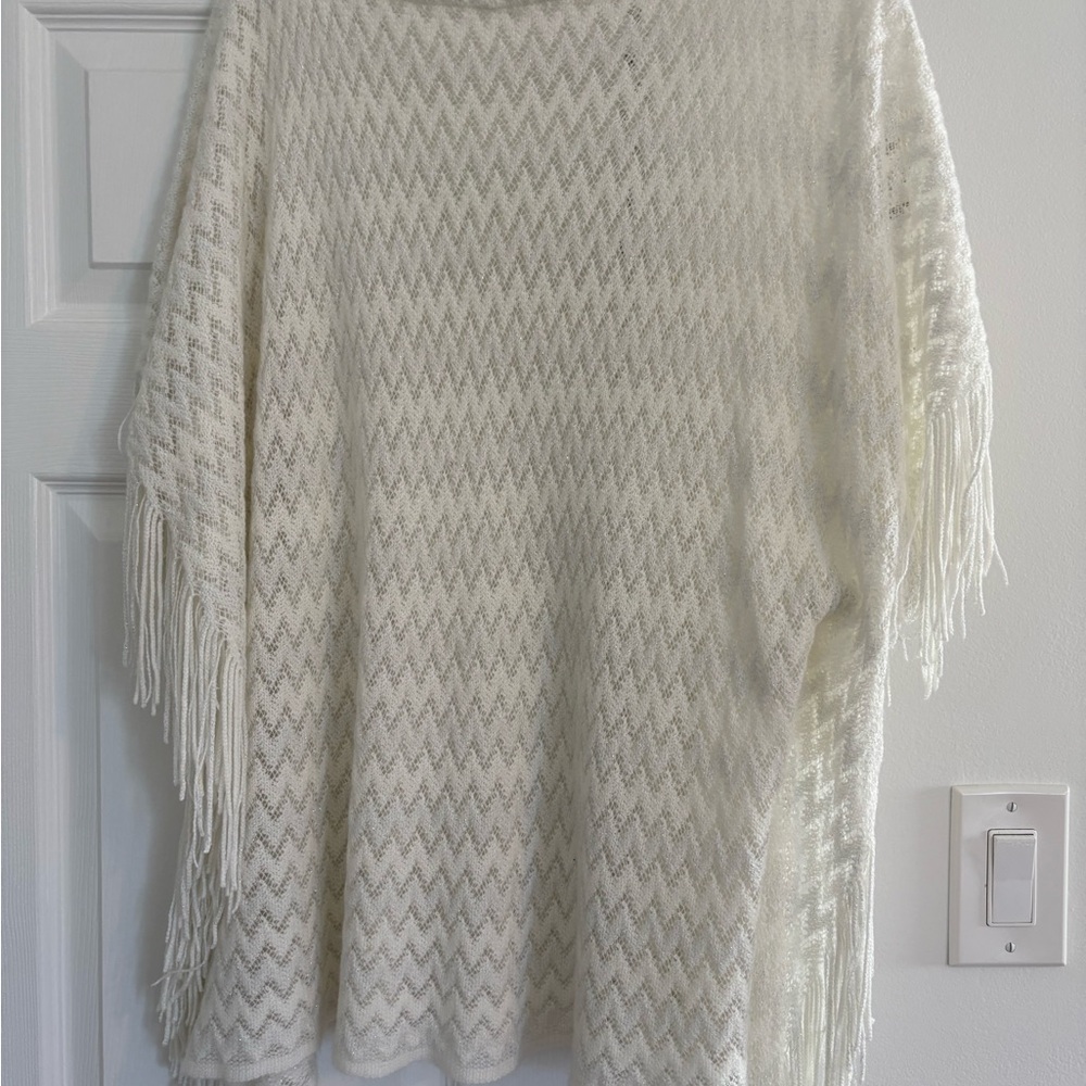 Elegant Cream Sweater with Fringe